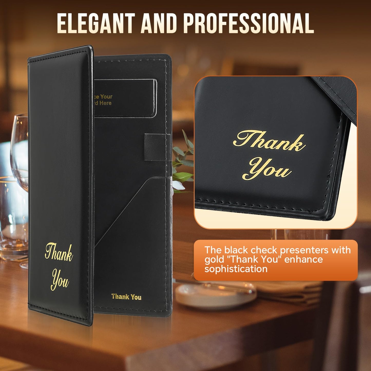 MYFULLY Check Presenters for Restaurants 9" x 5", 8 Pack Guest Check Card Holders Premium Leather Bill Server Books for Waiters and Waitresses, Ideal for Restaurants, Cafes, Bars (8)