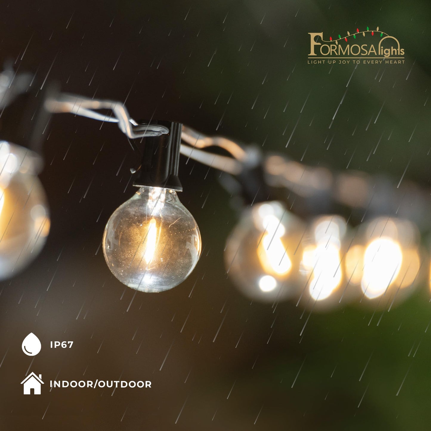 Formosa 26ft Clear Incandescent Christmas String Lights, Indoor G40 Shatterproof Bulbs, 25 Retro Globe Edison Bulbs, Indoor Hanging Lights for Bedroom & Living Room Decor