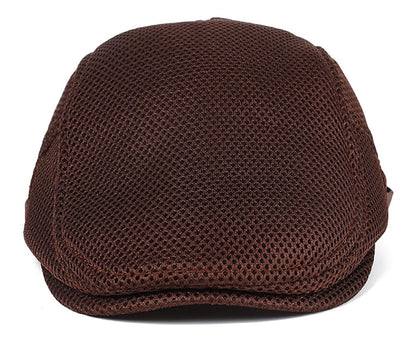 DIYDECAL Mens Breathable Mesh Summer Hat Adjustable Newsboy Beret Ivy Cap Cabbie Flat Cap Brown