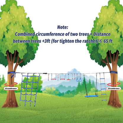 Wavmor 65 FT Ninja Warrior Obstacle Course Swing Set for Kids with 12 Obstacles,Outdoor Playset with Monkey Bars for Backyard