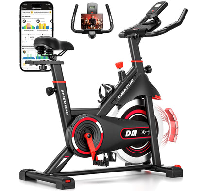 DMASUN Exercise Bike, Silent Magnetic Resistance Stationary Bike for Home with App Compatible, 330 LBS Capacity, Indoor Bike with Comfortable Seat Cushion, Digital Display with Tablet Holder