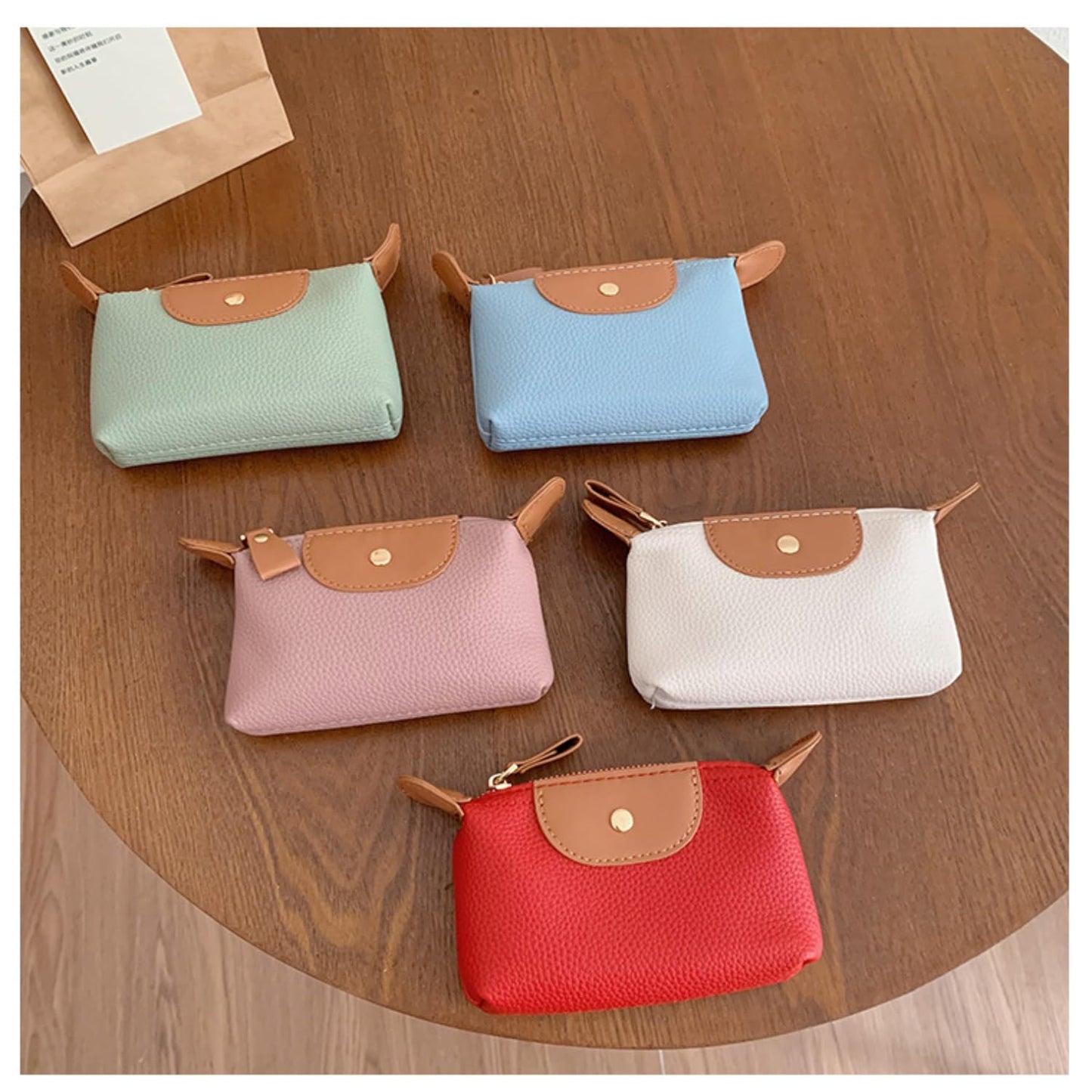 Small Coin Purse, Leather Coin Purse with KeyChain, Leather Coin Purse Pouch for Women (Green)