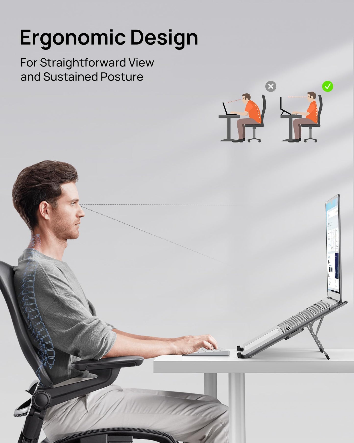 SODI [Ultra Compact] Foldable & Portable Laptop Stand for Desk, Lightweight Tablet Stand for Business Travel, Library, Cafe, 6 Level Height Ergonomic Aluminum Computer Holder for 10-16" Laptops