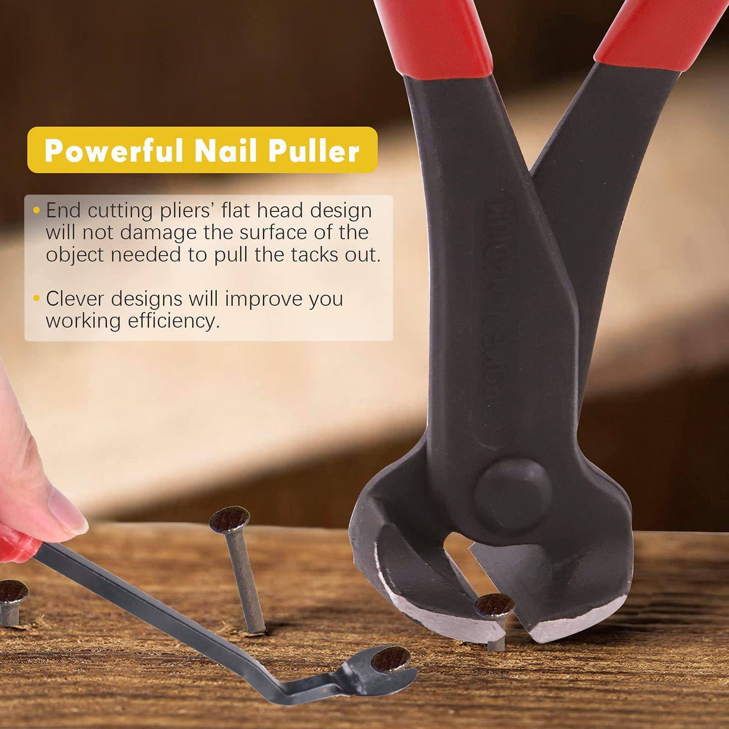 Mardatt 4Pcs Nail Puller and Staple Remover Tool Set, 7" End Cutting Pliers, Staple Puller, Tack Lifter, Fastener Remover for Furniture Floor Wall Car Photo Frame