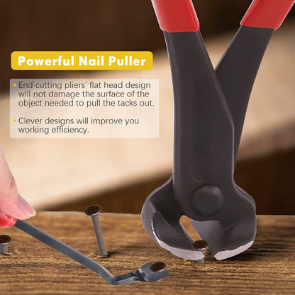 Mardatt 4Pcs Nail Puller and Staple Remover Tool Set, 7" End Cutting Pliers, Staple Puller, Tack Lifter, Fastener Remover for Furniture Floor Wall Car Photo Frame