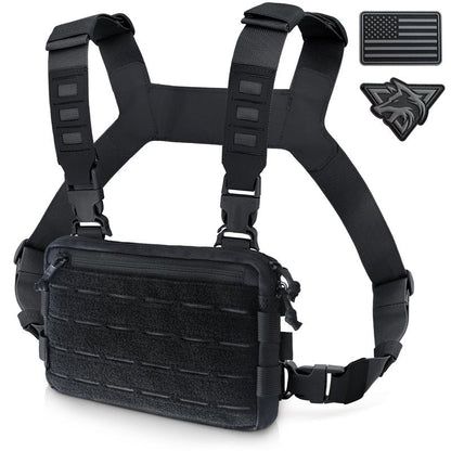 WYNEX Tactical Chest Rig Pack for Men, Running Chest Bag with Front Loop Airsoft Recon Chest Rigs for Hunting Outdoor EDC Combat Patch Included