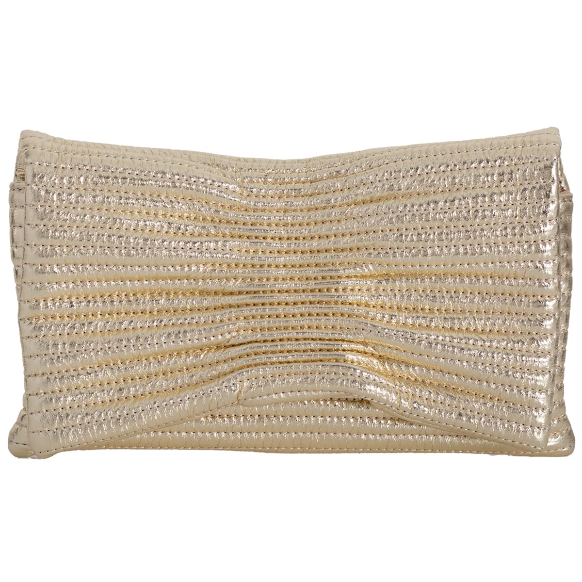 JNB Faux Leather Envelope Clutch Purse, Women’s Crossbody Bag with Detachable Chain, Zipper Pocket, Gold Hardware, 11 x 7 Inches, Gold