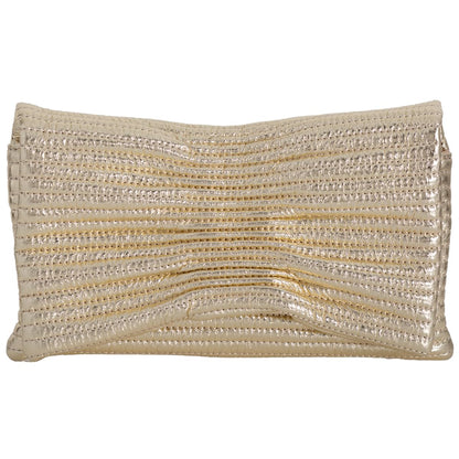 JNB Faux Leather Envelope Clutch Purse, Women’s Crossbody Bag with Detachable Chain, Zipper Pocket, Gold Hardware, 11 x 7 Inches, Gold