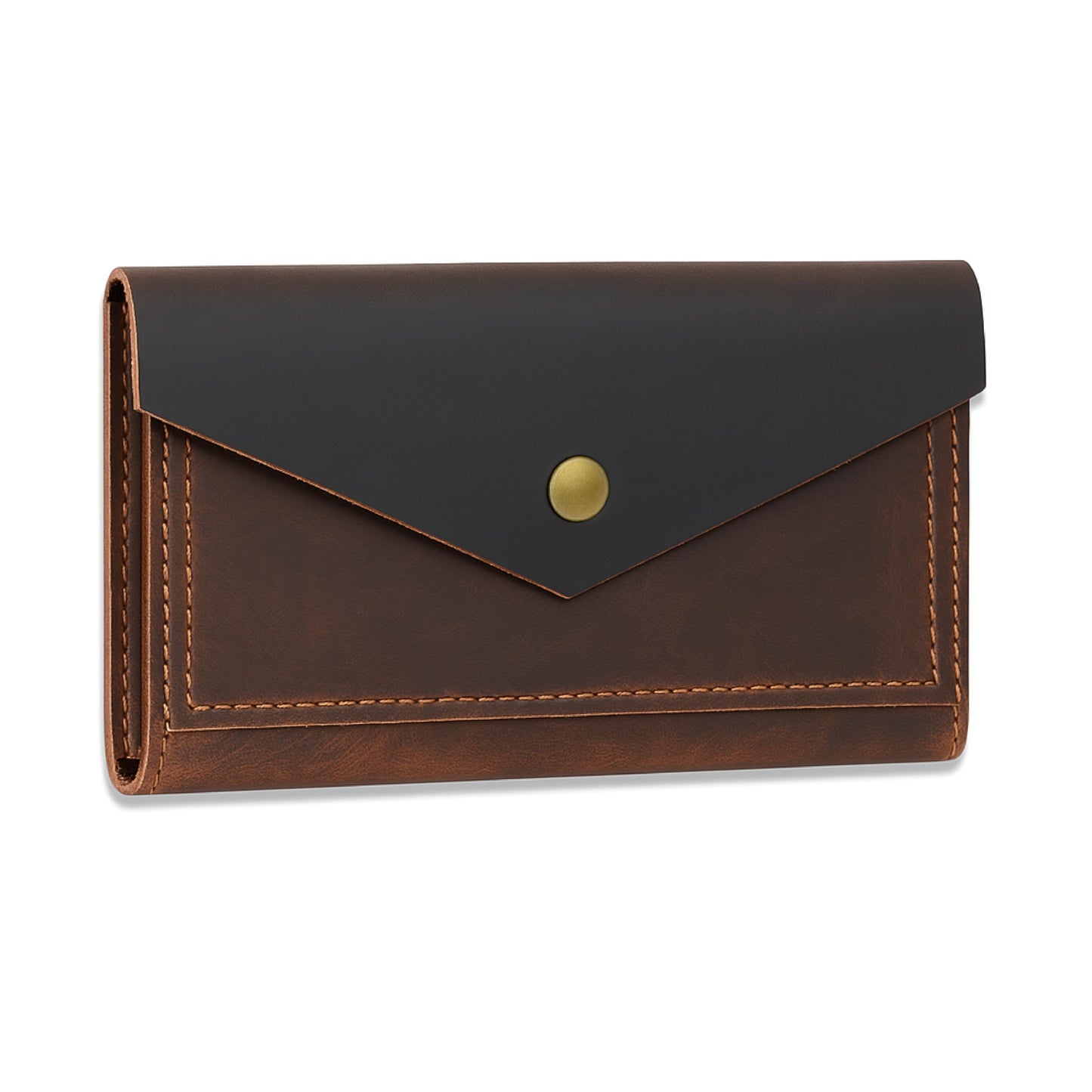TheAntiq Brown Leather Cash Envelopes for Money - Small Money Pouch With Mobile Holder, Handmade Leather Wallets Currency Holder - Money Organizer for Cash Money Bag for Travel Wallets for Women