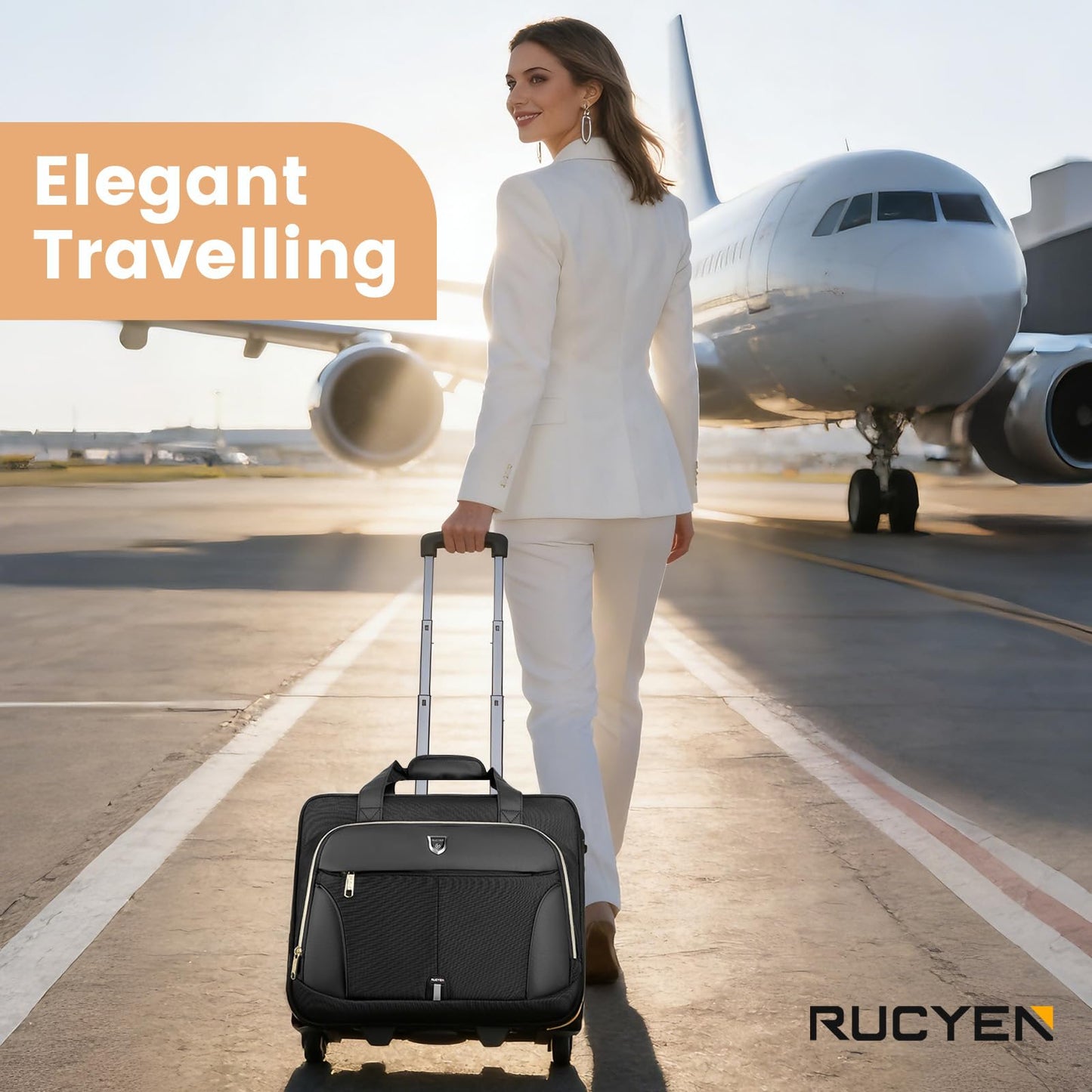 RUCYEN Rolling Laptop Bag, 15.6 inch Rolling Briefcase for Men & Women,Laptop Briefcase on Wheels, Overnight Bags Carry On Bag, for Business Travel