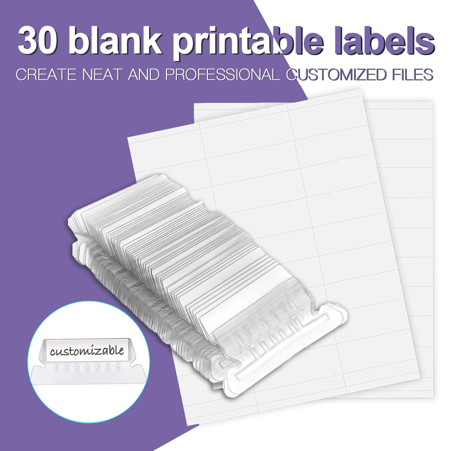 HERKKA Hanging File Folders, 30 Pack Reinforced Letter Size Hanging Folders, Designed for Bulky Files, Filing Cabinet, 1/5-Cut Adjustable Tabs (Purple)