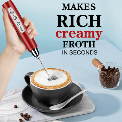 Milk Frother Handheld for Coffee, Electric Whisk 3 Speed Adjustable, Drink Mixer with Stainless 3 Whisks, Rechargeable Hand Frother Wand, Foam Maker for Latte Cappuccino Matcha Egg Silver