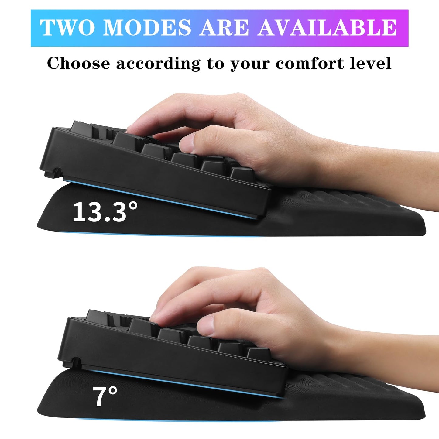 Computer Keyboard Stand with Wrist Rest, Ergonomic Tilted Keyboard Holder - Keyboard Riser with Wrist Pad - Keyboard Tray Support for Office Home - Black
