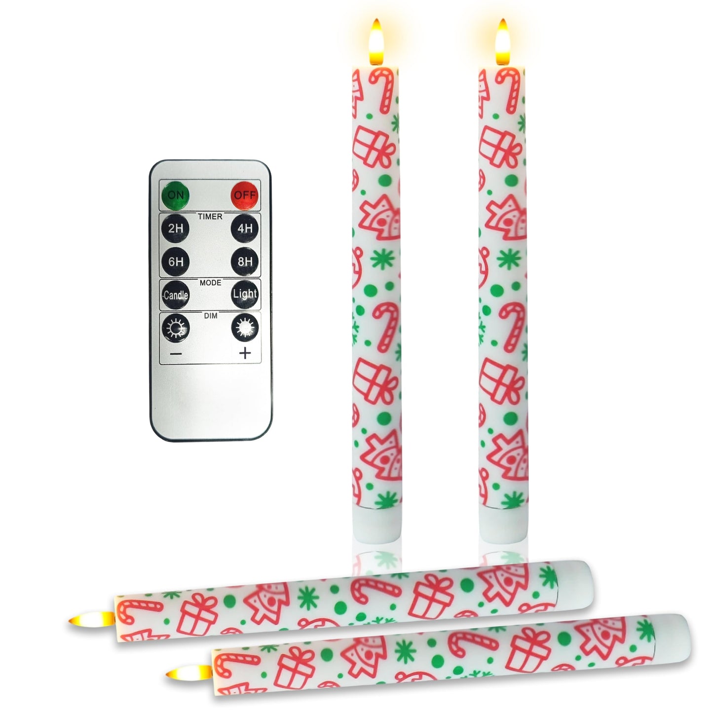 SEUCRWAX 10 Inch Flameless Taper Candles,LED Candlesticks Battery Operated with 10-Key Remote and Timer,4p Flame Lights for Wedding Decoration Party(Gift)
