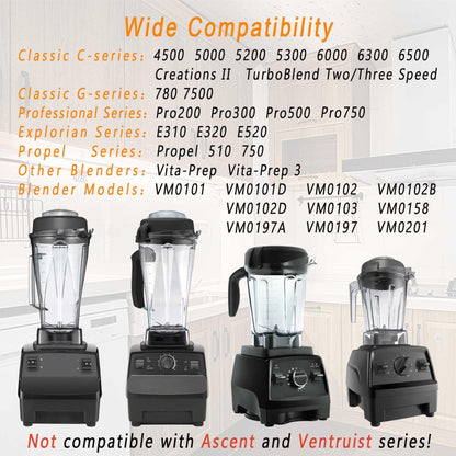EastFune for Blenders 32oz Dry Grains Container, replace 5000 5200 6300 6500 7500 Pro 200 500 750 E310 E320 etc, compatible with Classic/Professional/Explorian Series Pitcher Jar Cup