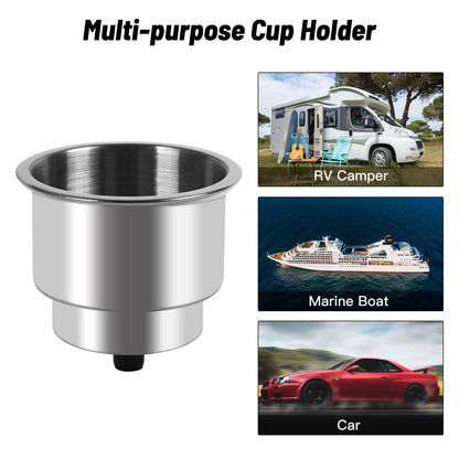 Goture Stainless Steel Cup Drink Holder with Drain Marine Boat RV Camper Rod