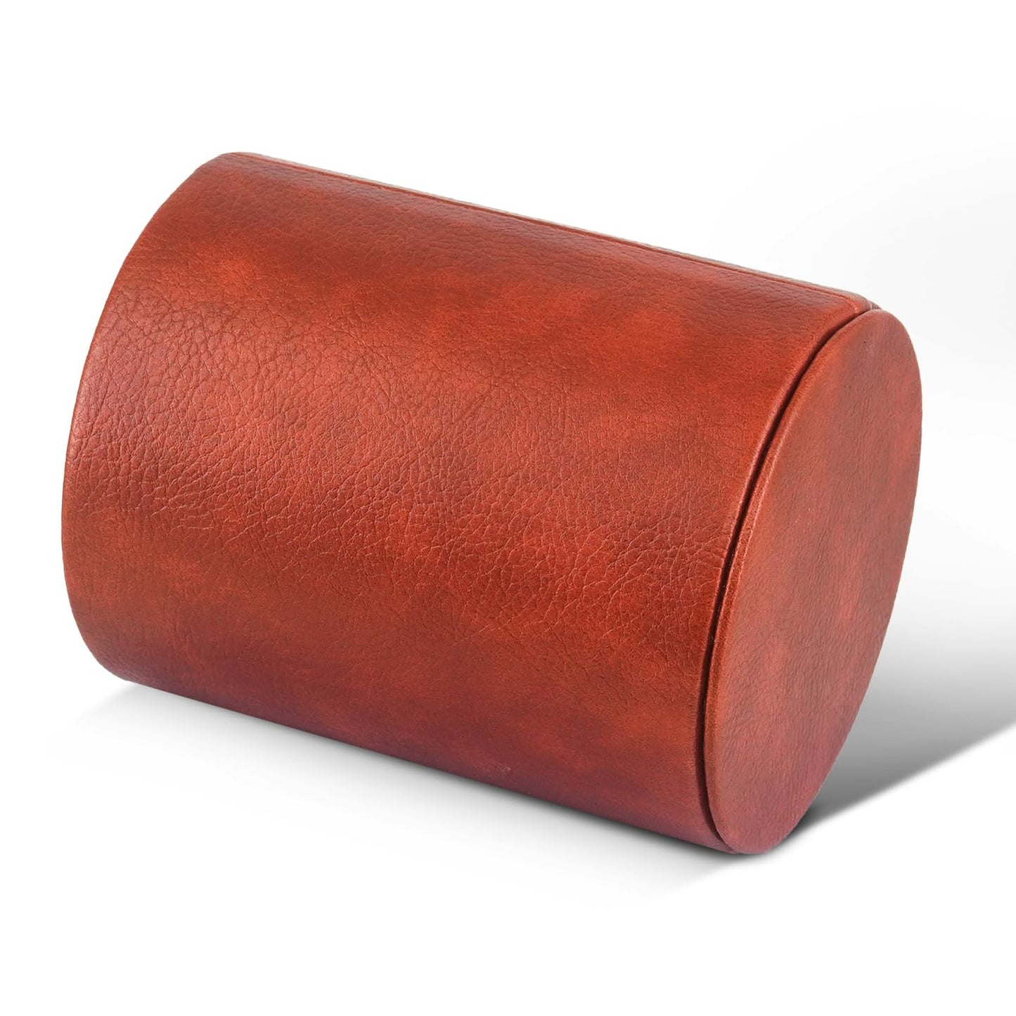 HEISHAYU PU Leather Pencil Pen Holder Cup Stand,Desk Accessories Holder,Makeup Brush Storage Organizer,Desktop Stationery Organizer for Office School Home Supplies (Brown)