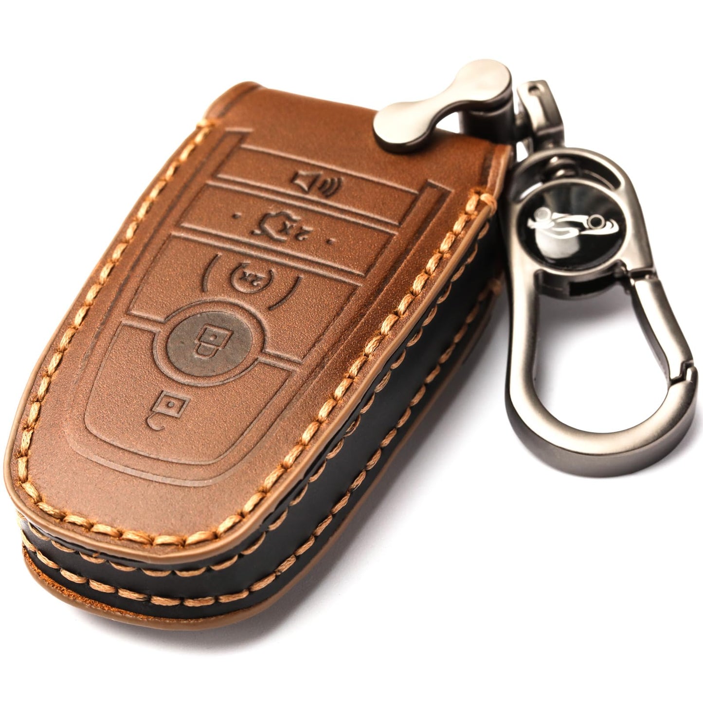 APEKUU Car Key Fob Cover, Soft Full Protection Key Case Shell Compatible with Ford Smart Key 3 4 5 Buttons Protector (A-Brown) …