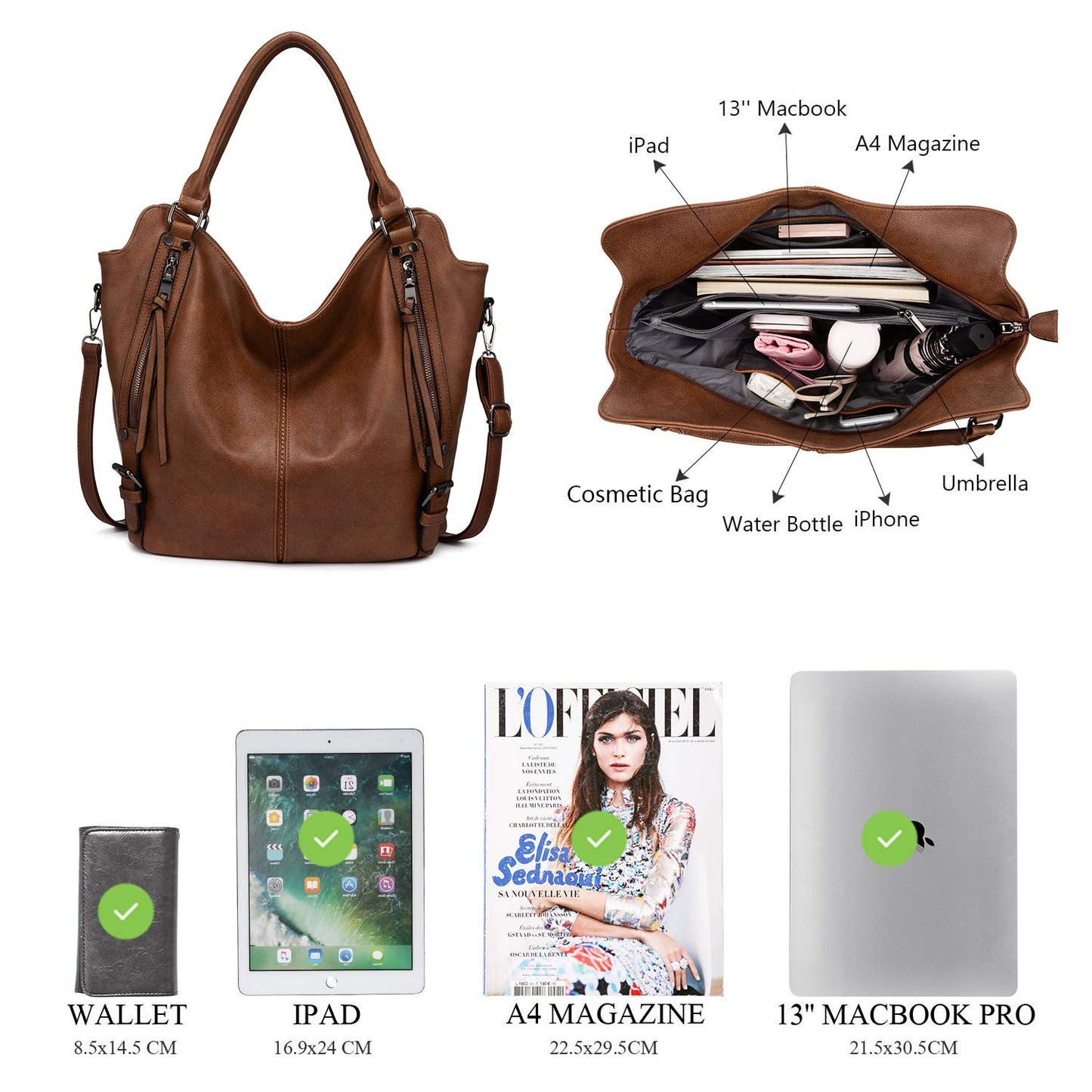 Tote Bag for Women PU Leather Shoulder Bags Fashion Hobo Bags Large Purse and Handbags with Adjustable Shoulder Strap