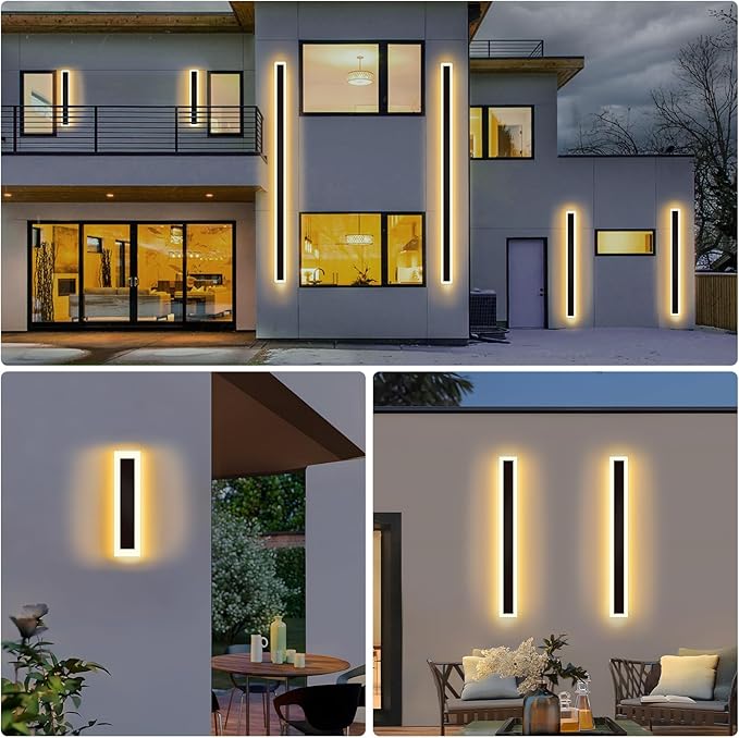 Modern - Outdoor - Lights 2 pack-39.4inch, 3000k Long Wall Led Light for House/Porch, Waterproof Ip65 Black Outside Led Wall Mounted Sconce Lighting Fixtures, 39.4in-2pack