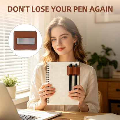 KEUYE Pen Holder Compatible with Moleskine-Brown,Handmade Leather Secure Pen Clip Compatible with Moleskine for Notebooks Journals Planners Bibles,1PC