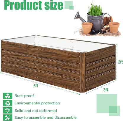 SnugNiture Galvanized Raised Garden Bed 6x3x2FT Outdoor Large Metal Planter Box Steel Kit for Planting Vegetables, Flowers