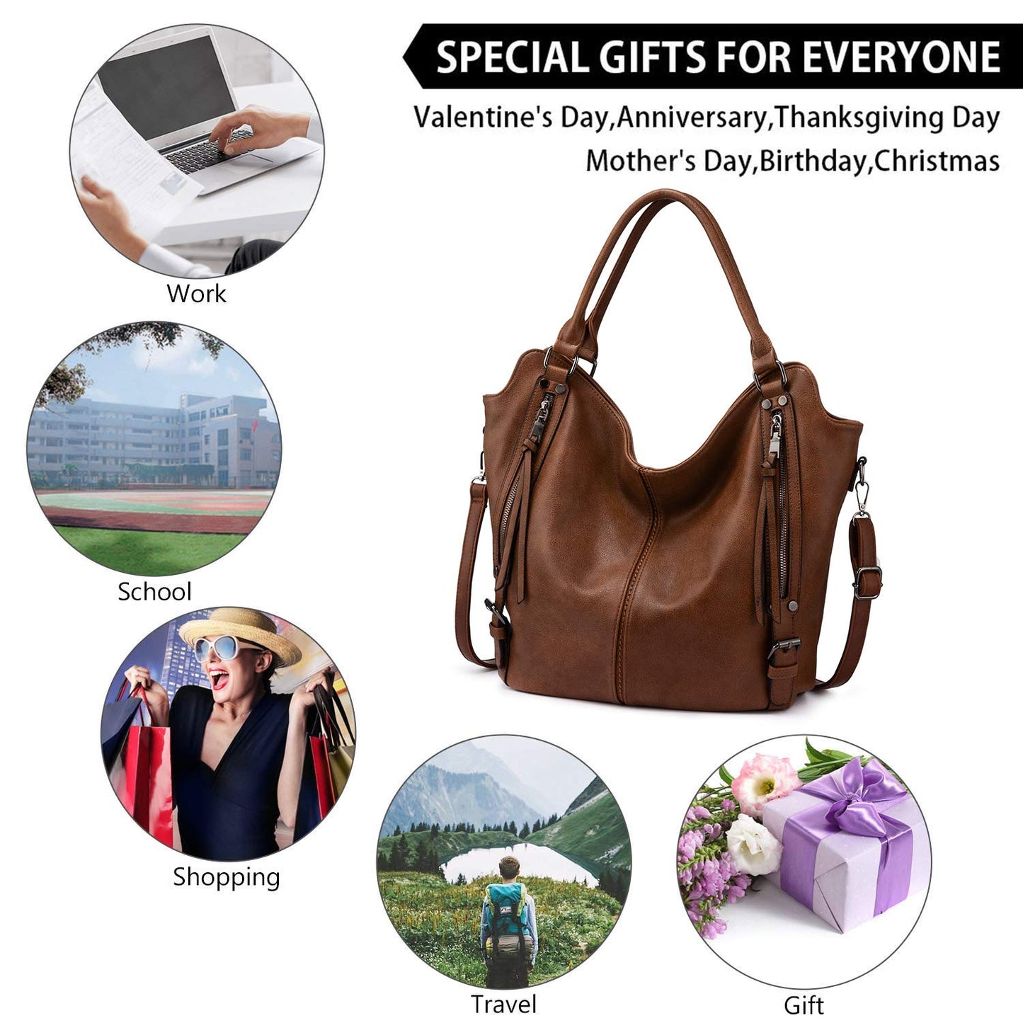 Tote Bag for Women PU Leather Shoulder Bags Fashion Hobo Bags Large Purse and Handbags with Adjustable Shoulder Strap