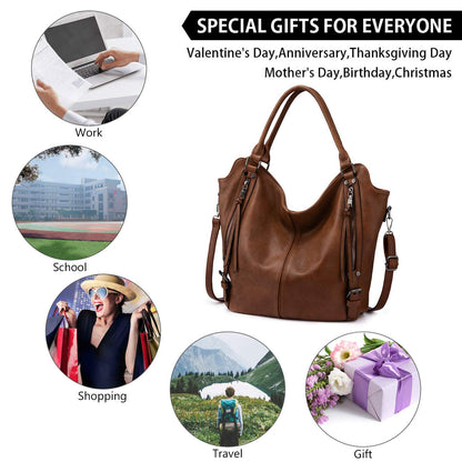 Tote Bag for Women PU Leather Shoulder Bags Fashion Hobo Bags Large Purse and Handbags with Adjustable Shoulder Strap