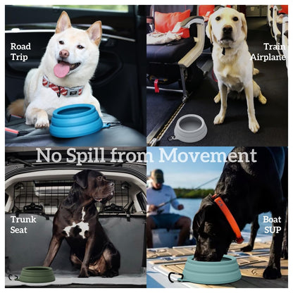 OHMO Spill Proof Collapsible Dog Water Bowl 24oz for Cars, No Splash Portable Bowls for Dog Travel, Pet Essentials for Road Trips, Cat Travel Accessories