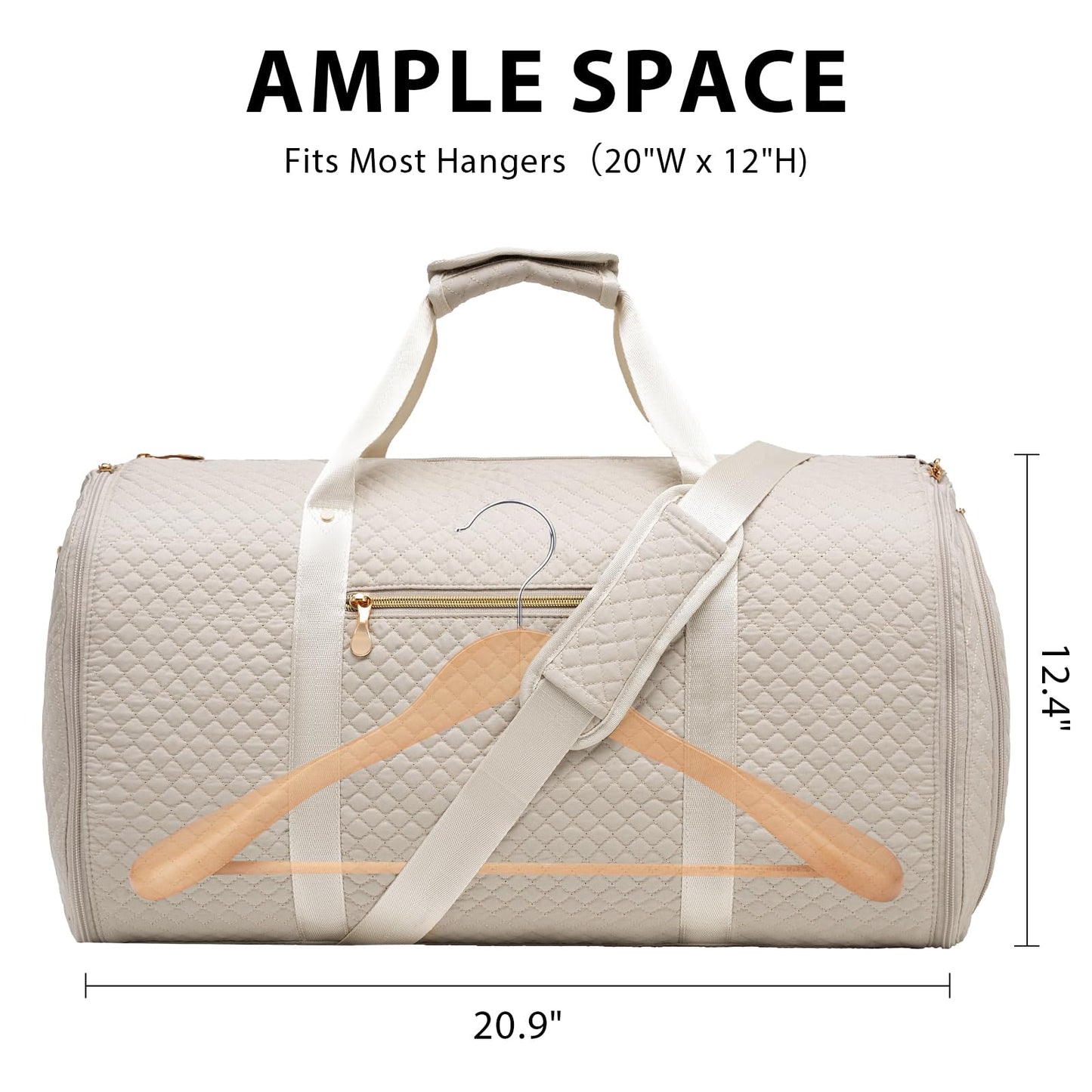 Coolife Garment Bag Carry On Convertible Travel Duffel Bag with Shoe Pouch Weekender Bag for Women Men 2 in 1 Hanging Suit Bag with Shoulder Strap Business Travel Bag (White, Standard)