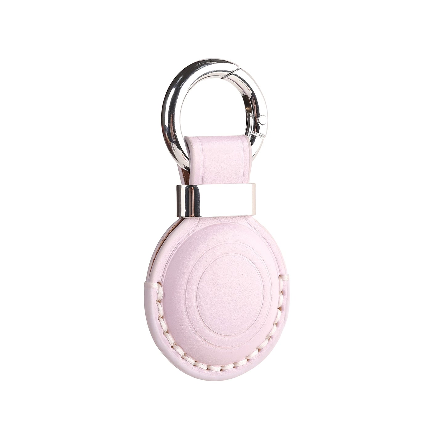 LQU Genuine Leather Keychain Holder Compatible with Airtag, Secure Air Tag Keychain Holder Case Cover Key Chain Ring Accessories for Air Tag - Purple V2.0