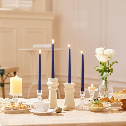 10-Inch Tall Dripless Taper Candles Set of 4 - Navy Blue Tapered Candles, Perfect for Wedding,Christmas - Smokeless, Unscented, Long Burning - Hand Poured, Colored Tall Candlesticks