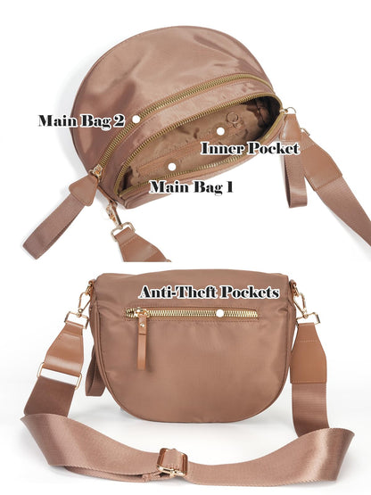 Pure Colour Crossbody Bag Bum Bag for Women,Spacious Purse Fanny Packs Belt Bag,Oversized Bum Bag (Colour Bum Bag-Beige)