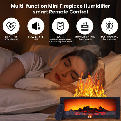 Fireplace Humidifier Diffuser, 7 Colors Flame Diffuser for Essential Oils, Fire Aroma Diffuser with Remote, Air Humidifiers Aromatherapy Diffuser for Home, Bedroom, Office,Yoga