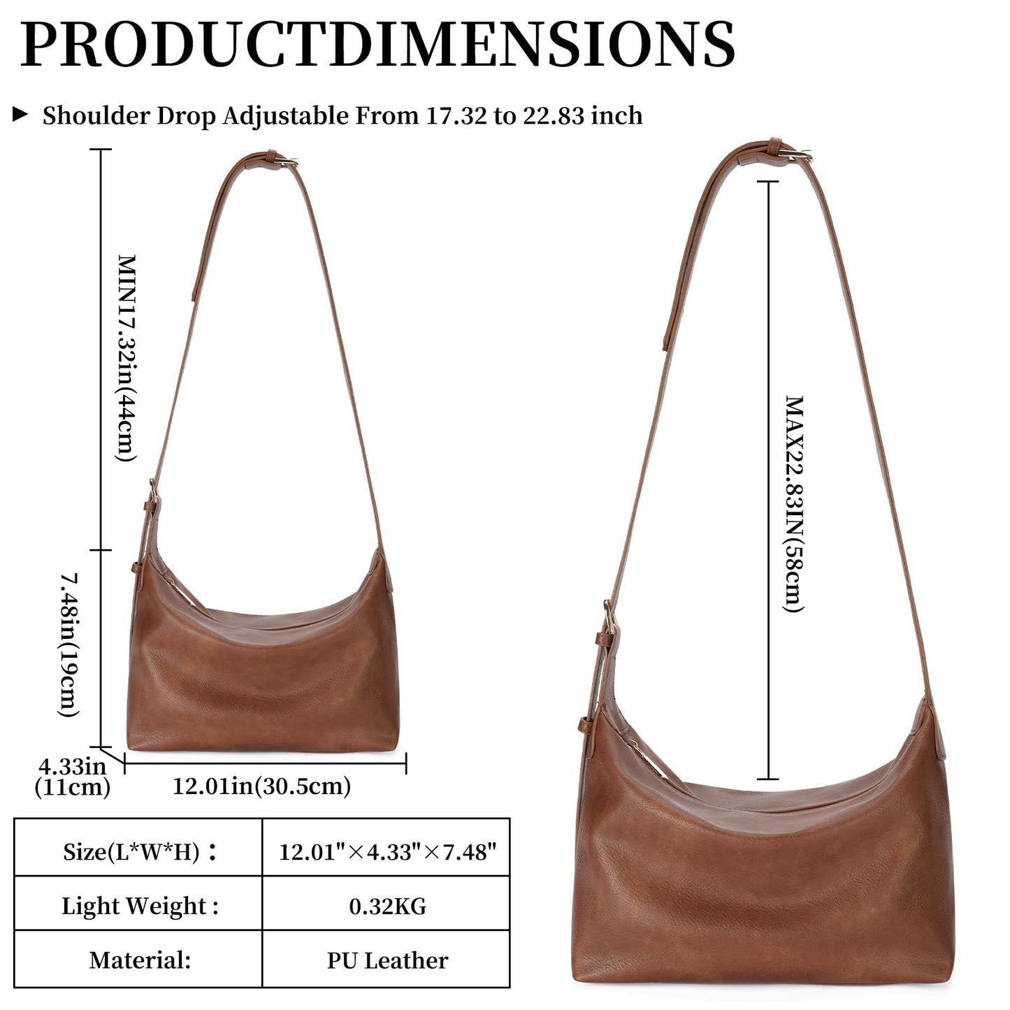 FALAN MULE Hobo Bags for Women Soft Foldable PU Leather Tote Crossbody Purses Stylish Slouchy Shoulder Handbag