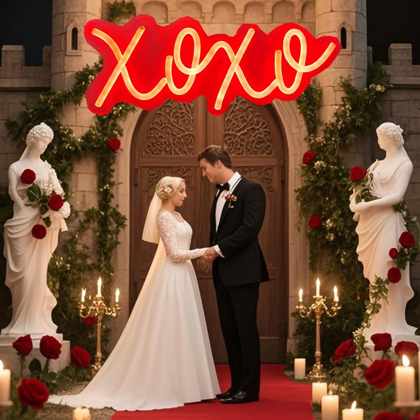 Neon Sign Lights XOXO, Modern Wedding Décor Signs,XOXO Neon Light with Dimmable Switch and Hanging Chain for Bedroom Dorm Hotel Pub Bar Wedding Party Decor,Valentine's Gifts for Her,11.4x4.3In