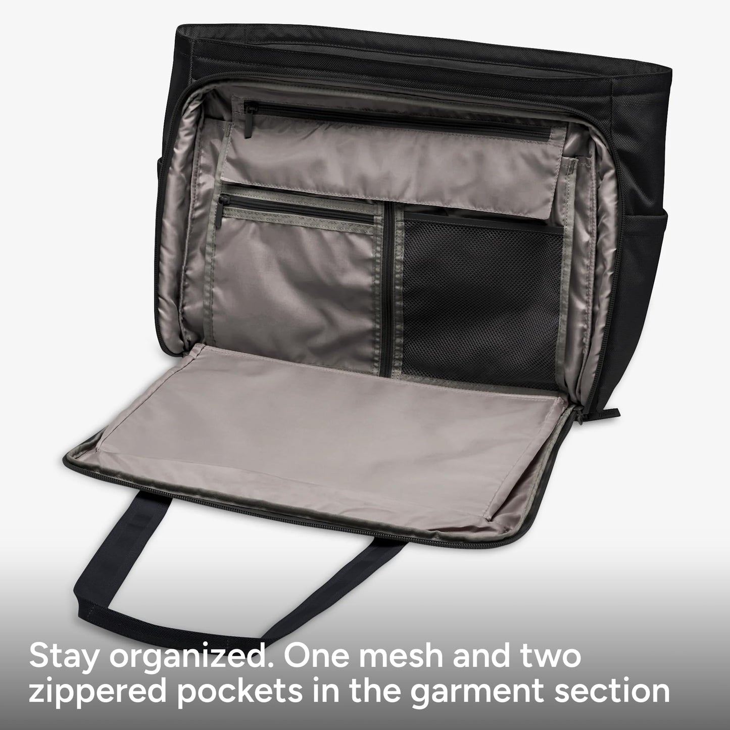 Halfday Convertible Garment Tote: 2-in-1 Travel Tote & Garment Bag, Carry-on for 1-2 Day Trips (16” Laptop Pocket, Shoe Compartments, Trolley Sleeve), Water-Resistant Ballistic Nylon, Jet