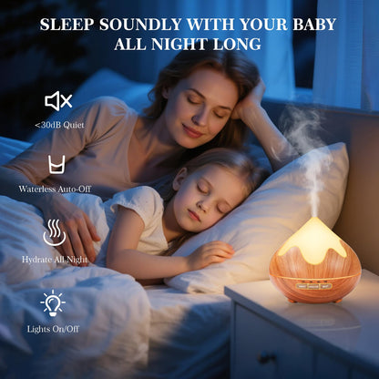 Essential Oil Diffuser for Home 500ML, Ultrasonic Large Diffuser Oil Machine with Remote Control, Aromatherapy Diffusers for Home Office Room, Aroma Diffuser with 14 Color LED & 2 Mist Mode, Brown