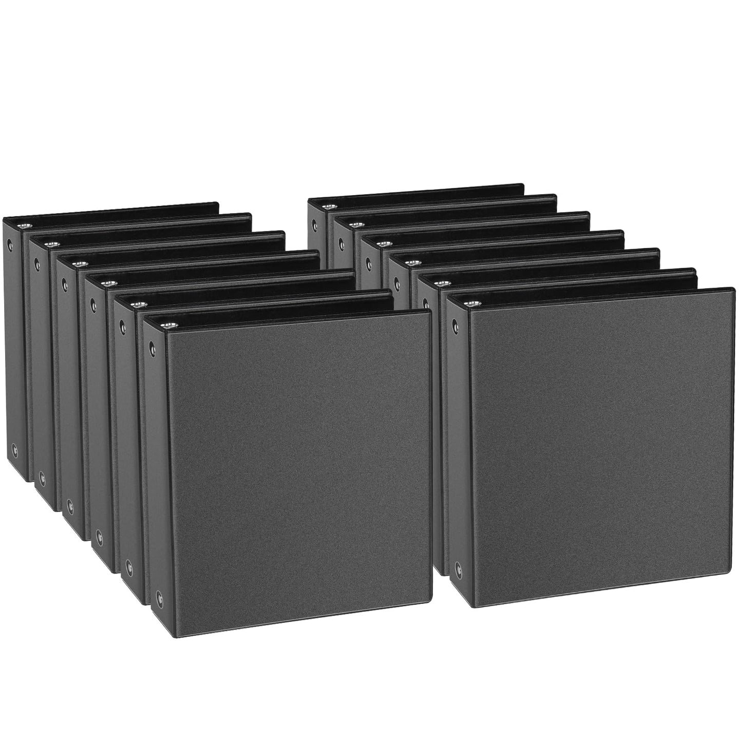 CIXILDTS 1-inch 3 Ring Binder Fit US Letter Size Paper, 1" Slant D Ring Binders, Presentation View Binder with 2 Pocekts, 12-Pack,Black