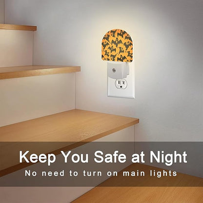 Spooky Halloween Ghosts Night Light, Black Orange Ghosts Dusk to Dawn Night Light Plug in,0.5w Energy Saving Sleep Friendly NightLight for Kids Boys Girls Home Decor