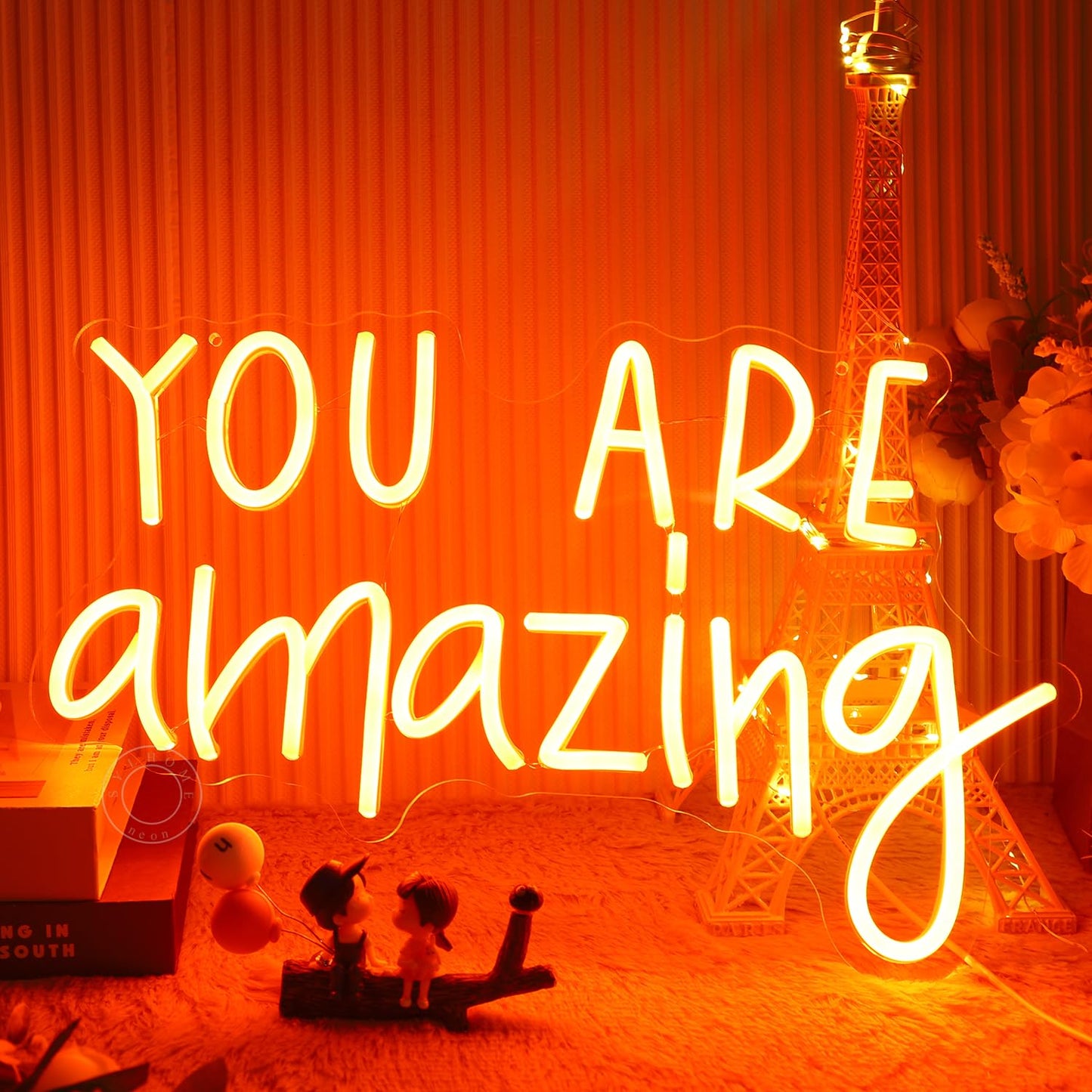 SYLHOME Orange You Are Amazing LED Neon Light Sign 5V Girls Boys Bedroom Living Room Classroom Wall Decor Sign Hanging Smart Birthday Decoration USB 16.9" X 10.6"