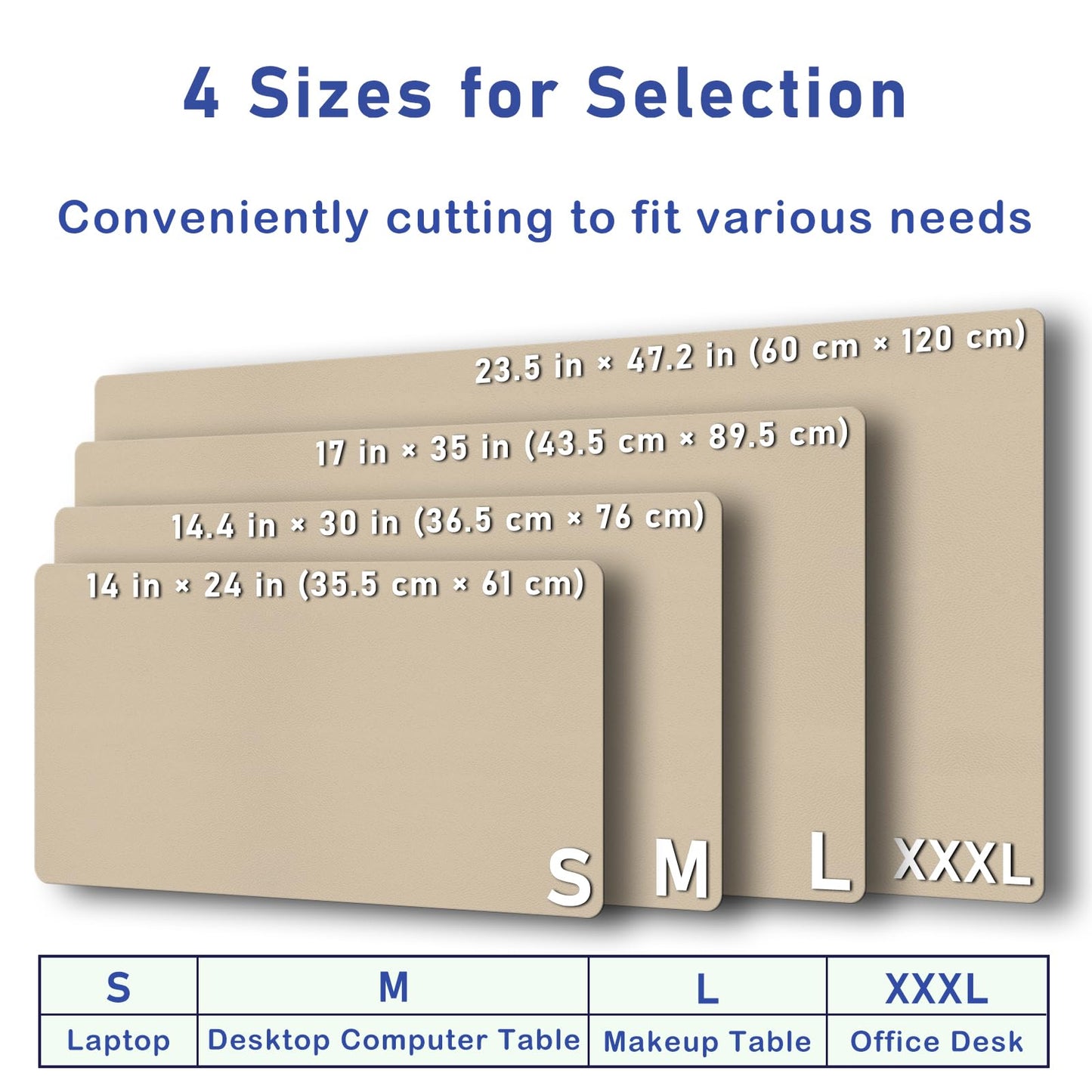 Boutilon Leather Desk Pad Protector,Non-Slip Mouse Pad,Laptop Desk Pad,Office Mouse Mat,Waterproof Leather Desk Blotter,Desk Writing Pad for Office and Home (XXXL-Beige,47"x 24")