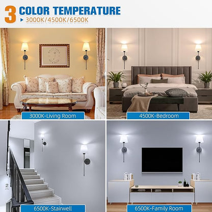 NIORSUN Battery Operated Wall Sconce Set of 2,Black Rechargeable Wall Lights with 5200mAh Dimmable Detachable Bulbs and Remote, 10 Colors Wireless Wall Lamps for Bedroom Living Room Hallway Decor