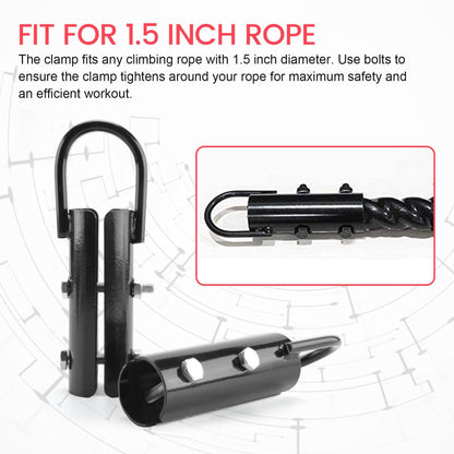 MuNanshan 1.5” Climbing Rope Clamp, 2 Sets Rope Climb Clasp Workout Rig Attachment Hook for Rope Climbing Gym Strength Training