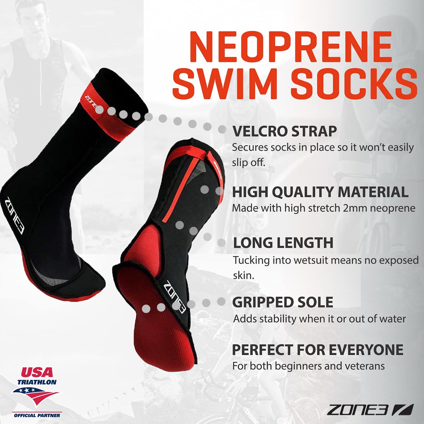 Zone3 Neoprene Swim Socks- Thermal Socks for Swimming/Diving/Fishing/SUP/Surfing