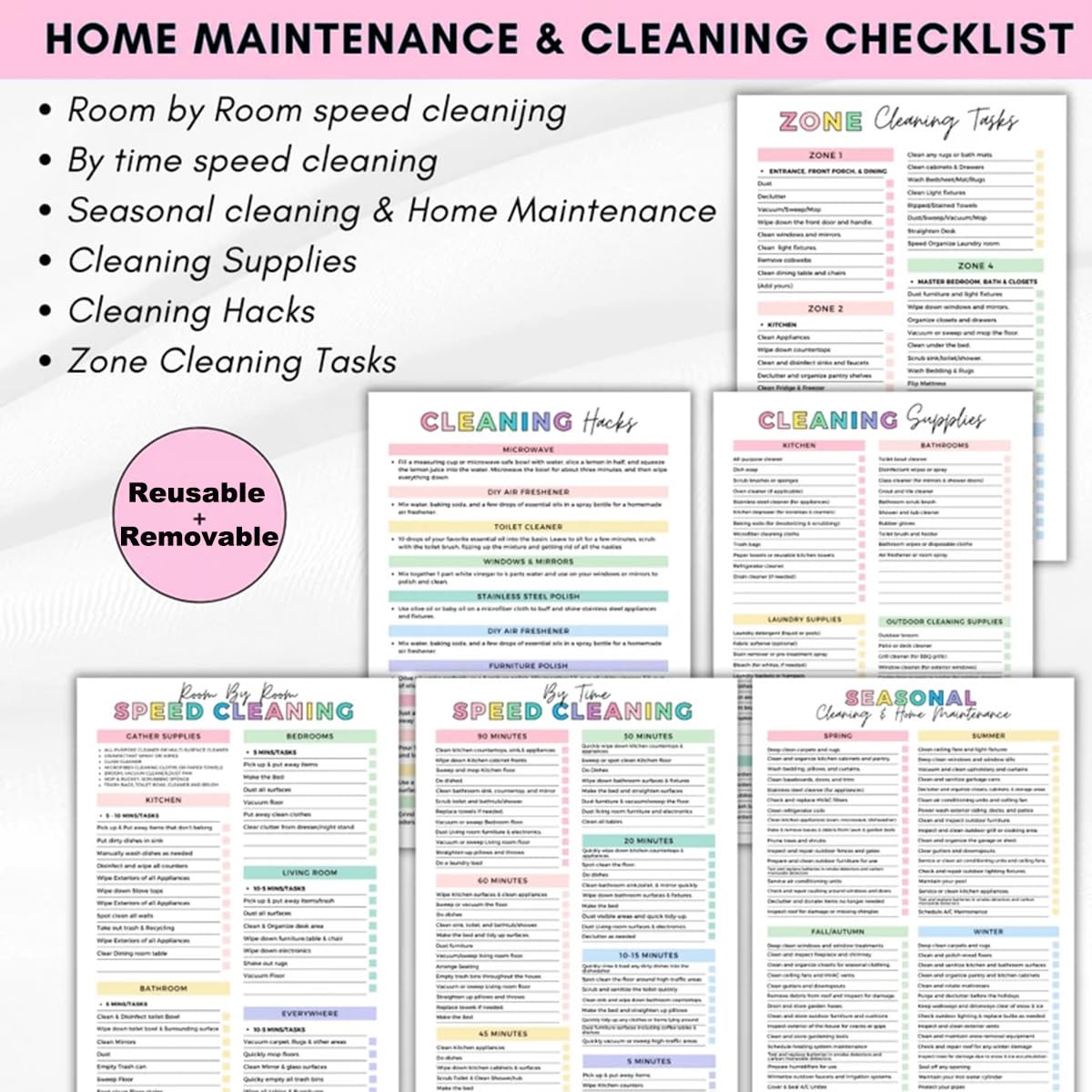 Cleaning Planner, Cleaning Schedule and Checklist Organizer, Daily Weekly Monthly Household Cleaning Planner, Chore Chart Notebook for Home, Family Cleaning Tasks, DIY Home Improvement, Editable Template