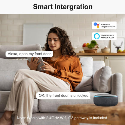 Smart WiFi Door Lock with Handle: SMONET Keyless Entry Lock with Fingerprint for Front Door Anti-peep Keypad Compatible with Alexa