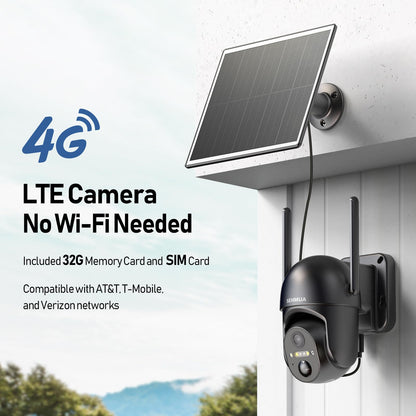 SEHMUA Solar Security Cameras Wireless Outdoor, 2K 360° View Battery Powered Outdoor Camera, WiFi Home Security with Spotlight Color Night Vision, PIR Sensor