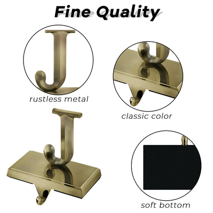 MCEAST Pack of 3 Christmas Stocking Holders Metal Mantel Stocking Clips Fireplace Stocking Hangers for Christams Decoration, Bronze