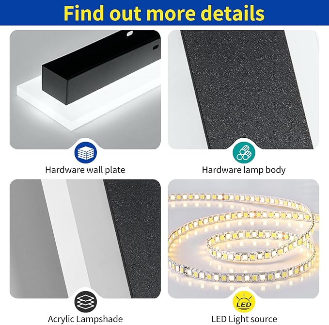 2 Pack 57inch Exterior Wall Light Fixture, 6000K Cold White, Modern Long Outdoor Wall Sconce, IP65 Waterproof, 50W, Black Outside LED Strip Lighting for Garage, Patio, Balcony, Fence